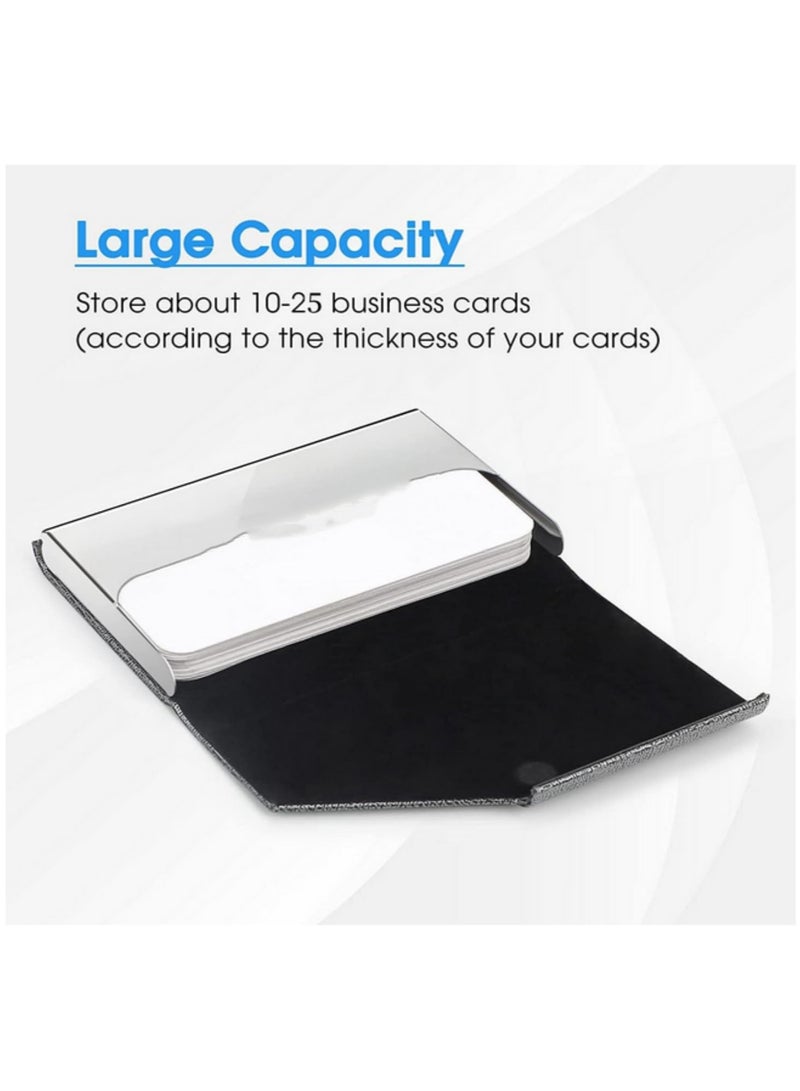 قطعة واحدة حافظة بطاقات عمل مغناطيسية من جلد البولي يوريثان مع حالة فولاذية مقاومة للصدأ لحفظ بطاقات الهوية وبطاقات العمل للرجال والنساء في المكتب مقاس 95*63 مم - Image 4